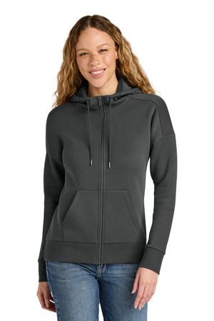 District DT1104 Women's Perfect Weight Fleece Drop Shoulder Full-Zip Hoodie in Charcoal