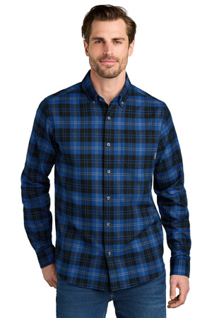 Eddie Bauer EB610 Long Sleeve Favorite Flannel Plaid Shirt in Cobalt Tartan