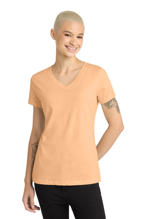 District DM1170L Women's Perfect Weight V-Neck Tee in Apricot