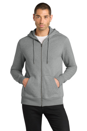 District DT1103 Perfect Weight Fleece Full-Zip Hoodie in Heathered Steel