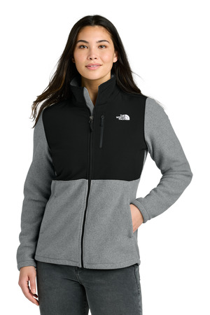 The North Face NF0A8BUR Women's Highest Peak Full-Zip Fleece Jacket in TNF Medium Grey Heather/ TNF Black