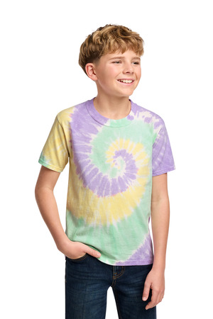 Port & Company PC147Y Youth Tie-Dye Tee in Mint Rainbow