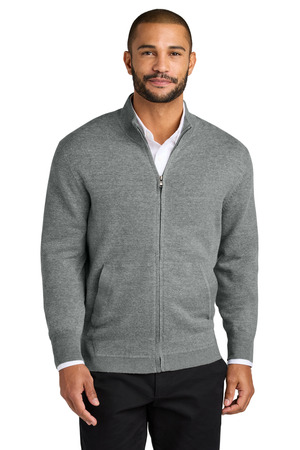Port Authority SW2901 Easy Care Full-Zip Sweater in Medium Heather Grey