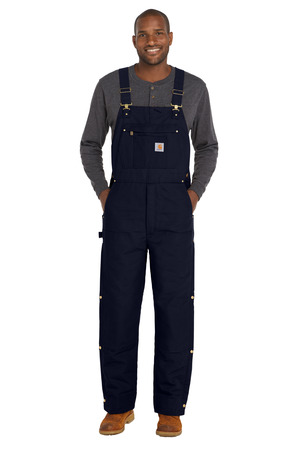 Carhartt CTS106672 Short Firm Duck Insulated Bib Overalls in Dark Navy