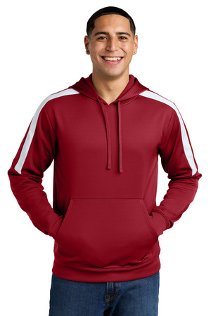 Sport-Tek ST255 Sport-Wick Fleece United Pullover Hoodie in Deep Red/ White