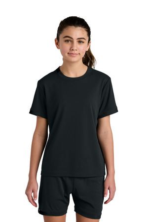 Sport-Tek YST440 Youth Club Short Sleeve Crew in Black/ Black