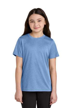 Port & Company PC390Y Youth Heather Performance Tee in Carolina Blue Heather