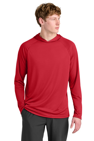 A4 A4N3409 Cooling Performance Long Sleeve Hooded Tee in Scarlet