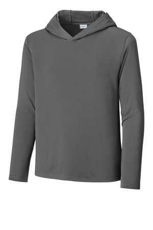 Sport-Tek YST420LSH Youth Posi-UV Pro Long Sleeve Hoodie in Dark Smoke Grey