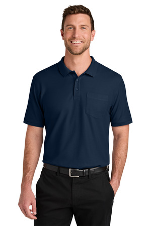 Port Authority TLK200P Tall Wearever Signature Pique Pocket Polo in River Blue Navy