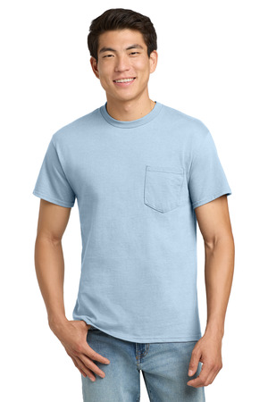 Gildan 2300 Ultra Cotton 100% US Cotton T-Shirt with Pocket in Light Blue
