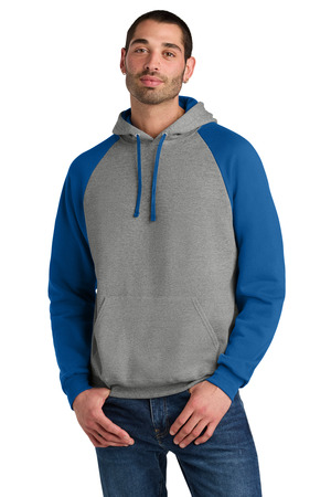 Jerzees 96C Unisex NuBlend Colorblock Raglan Hoodie Sweatshirt in Oxford/ Royal