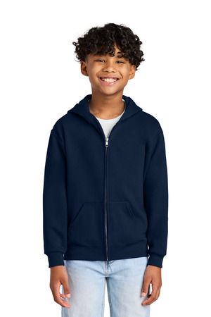 Jerzees 993B Youth NuBlend Full-Zip Hooded Sweatshirt in J. Navy