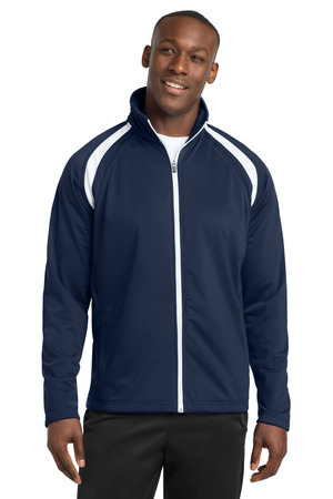 Sport-Tek JST90 Tricot Track Jacket in True Navy/ White