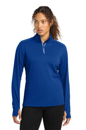 Sport-Tek LST860 Women's Sport-Wick Textured 1/4-Zip Pullover in True Royal