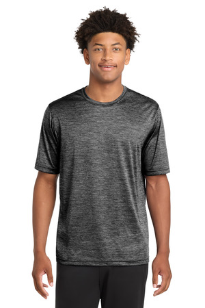 Sport-Tek ST390 PosiCharge Electric Heather Tee in Grey-Black Electric