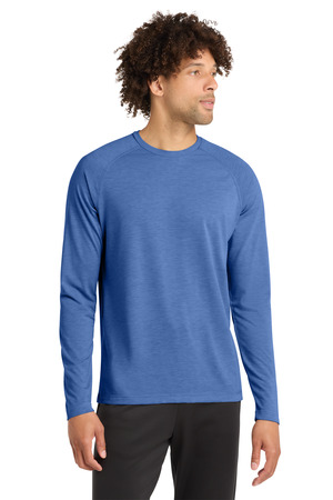 Sport-Tek ST400LS PosiCharge Long Sleeve Tri-Blend Wicking Raglan Tee in True Royal Heather
