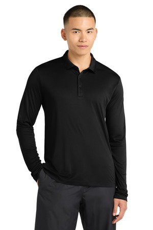 Sport-Tek ST520LS Posi-UV Pro Long Sleeve Polo in Black