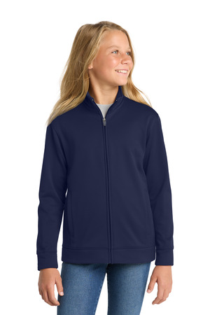 Sport-Tek YST241 Youth Sport-Wick Fleece Full-Zip Jacket in Navy