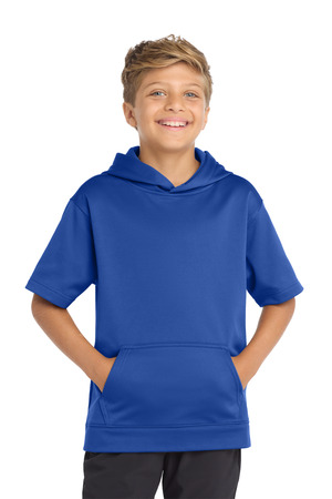 Sport-Tek YST251 Youth Sport-Wick Fleece Short Sleeve Hooded Pullover in True Royal