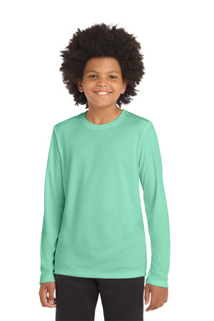 Sport-Tek YST420LS Youth Posi-UV Pro Long Sleeve Tee in Bright Seafoam
