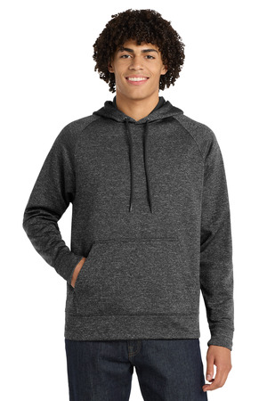 Sport-Tek ST225 PosiCharge Electric Heather Fleece Hooded Pullover in Grey-Black Electric