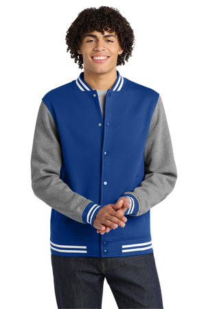 Sport-Tek ST270 Fleece Letterman Jacket in True Royal/ Vintage Heather