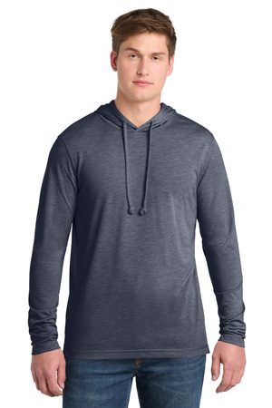 Sport-Tek ST406 PosiCharge Tri-Blend Wicking Long Sleeve Hoodie in True Navy Heather