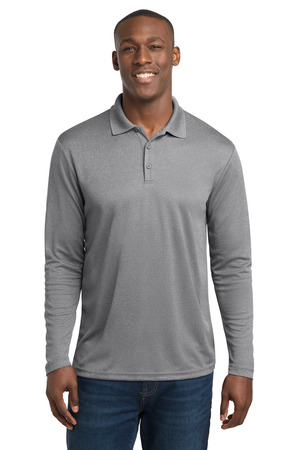 Sport-Tek ST640LS PosiCharge RacerMesh Long Sleeve Polo in Grey Heather