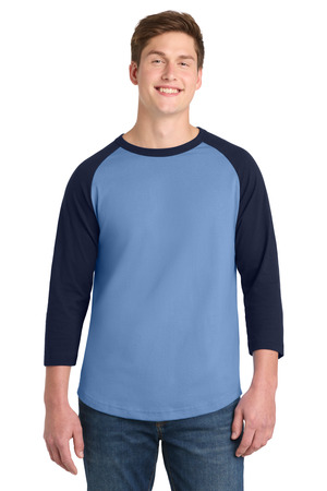 Sport-Tek T200 Colorblock Raglan Jersey in Carolina Blue/ Navy