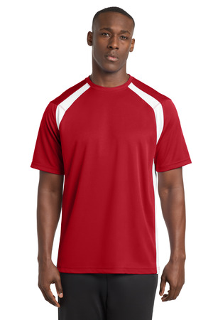 Sport-Tek T478 Dry Zone Colorblock Crew in True Red/ White