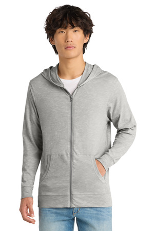 District DT565 Medal Full-Zip Hoodie in Light Grey