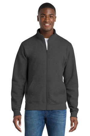Port & Company PC78FZ Core Fleece Cadet Full-Zip Sweatshirt in Dark Heather Grey