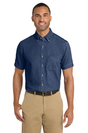 Port & Company SP11 Short Sleeve Value Denim Shirt in Ink Blue