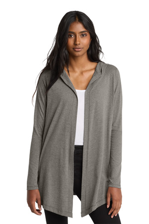 District DT156 Women's Perfect Tri Hooded Cardigan in Grey Frost