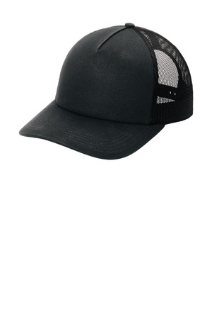 Port Authority C405LP Low-Profile Snapback 5-Panel Trucker Cap in Black/ Black