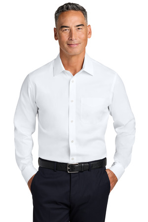 Brooks Brothers BB18012 Wrinkle-Free Stretch Pinpoint Spread Collar Shirt in White