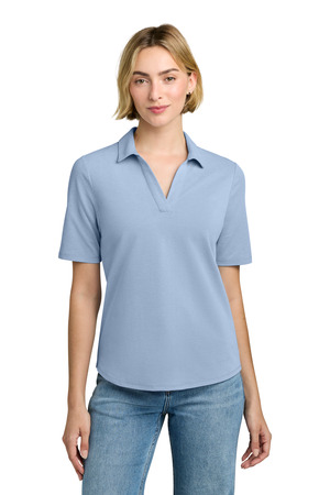 Brooks Brothers BB18223 Women's Pinpoint Pique Polo in Newport Blue End On End