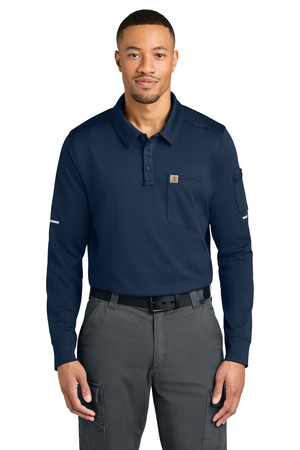 Carhartt CTC16129 FLD & RSCU Long Sleeve Polo in Dark Navy