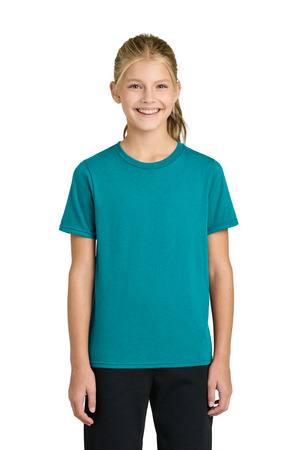 Port & Company PC43Y Youth Easy Cotton Tee in Bright Aqua