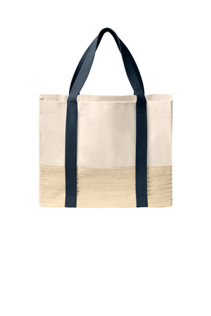 Port Authority BG450 Straw Market Tote in River Blue Navy