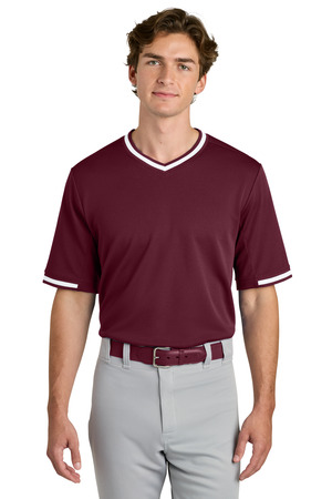 Sport-Tek ST221 Tough Mesh V-Neck Baseball Jersey in Maroon