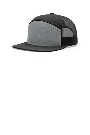 Richardson 168 7-Panel Trucker in Heather Grey/ Black/ Black