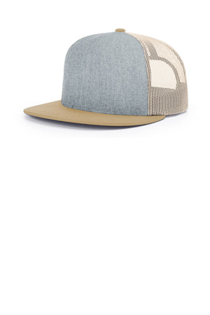 Richardson 511 Acrylic-Wool Blend Flatbill Trucker in Heather Grey/ Birch/ Biscuit