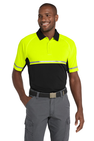 CornerStone CS423 Select Lightweight Snag-Proof Enhanced Visibility Polo in Safety Yellow/ Black