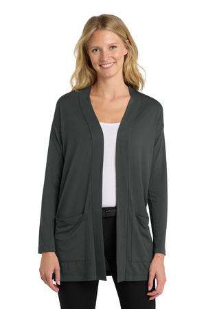 Port Authority LK5434 Women's Concept Long Pocket Cardigan in Grey Smoke