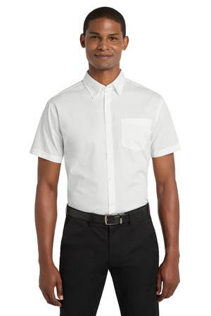 Port Authority W101 Short Sleeve Carefree Poplin Shirt in White