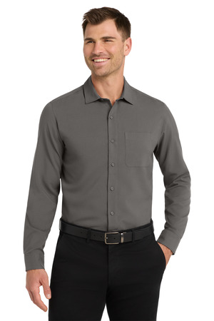 Port Authority W401 Long Sleeve Performance Staff Shirt in Graphite