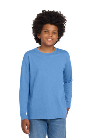 Gildan 5400B Youth Heavy Cotton 100% Cotton Long Sleeve T-Shirt in Carolina Blue