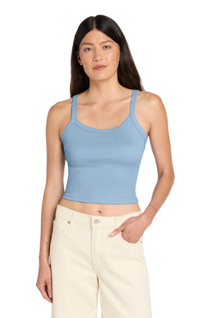 BELLA+CANVAS BC1012 Women's Micro Rib Spaghetti Strap Tank in Solid Baby Blue Blend
